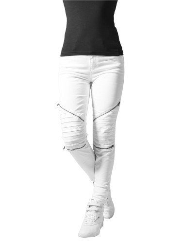 Women's stretch biker pants white