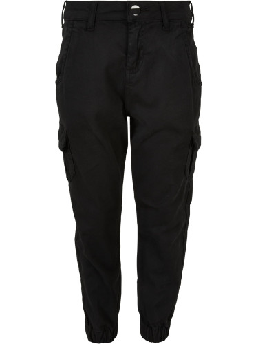 Girls' high-waisted cargo trousers black