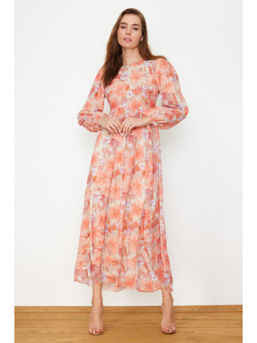 Trendyol Orange Floral Lined Woven Dress