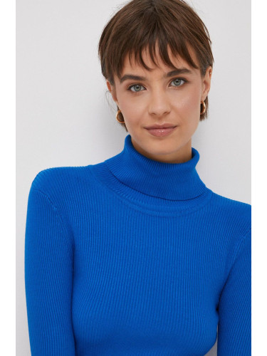 Пуловер XT Studio дамски в синьо от лека материя с поло