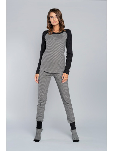 Women's pajamas Sana long sleeves, long pants - melange-black/black