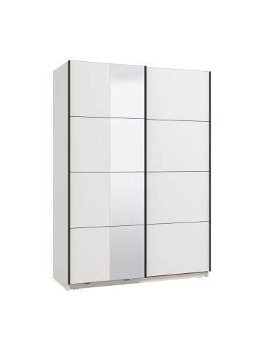 БЯЛ ДВУКРИЛЕН ГАРДЕРОБ ГАРД С ПЛЪЗГАЩИ ВРАТИ И ОГЛЕДАЛО 150/61/217 СМ