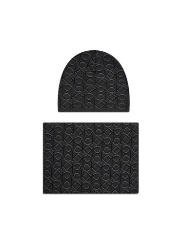 Calvin Klein Комплект шал и шапка Shadow Monogram Beanie+Scarf K50K507498 Сив