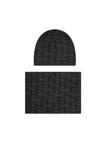 Комплект шал и шапка Calvin Klein Shadow Monogram Beanie+Scarf K50K507498 Сив