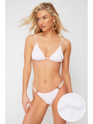 Trendyol Textured Brazilian Bikini Set with White Triangle Accessories
