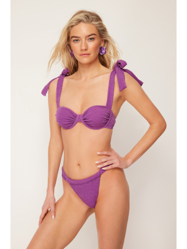 Trendyol Purple Balconet Tie-Up Silvery Regular Bikini Set