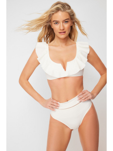 Trendyol Ecru Bralette Frilly Bikini Top
