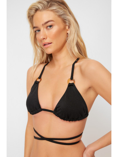 Trendyol Black Triangle Accessorized Bikini Top