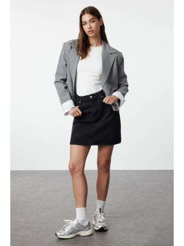 Trendyol Black More Sustainable High Waist Mini Denim Skirt