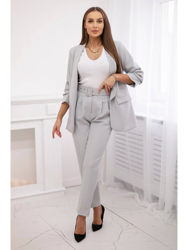 Elegant set of jacket and trousers in gray color