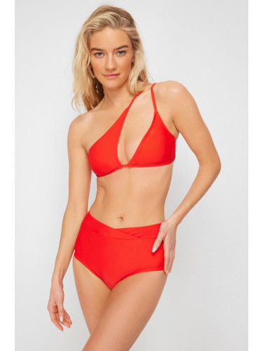 Trendyol Red One-Shoulder Cut Out/Windowed Bikini Top
