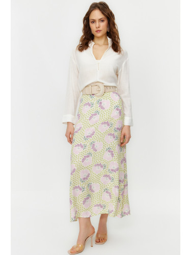 Trendyol Powder Floral Patterned Bell Woven Skirt