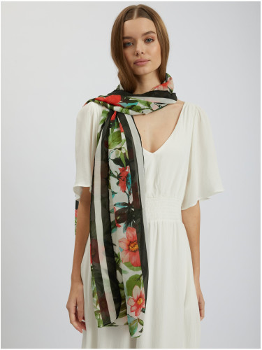 Women's white-green floral scarf ORSAY