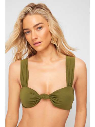 Trendyol Khaki Bralette Knotted Bikini Top