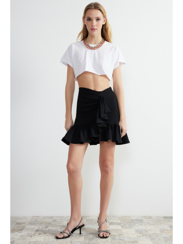 Trendyol Black Frilly Mini Skirt