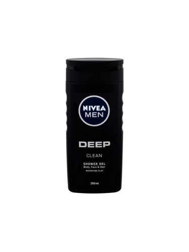 Nivea Men Deep Clean Body, Face & Hair Душ гел за мъже 250 ml