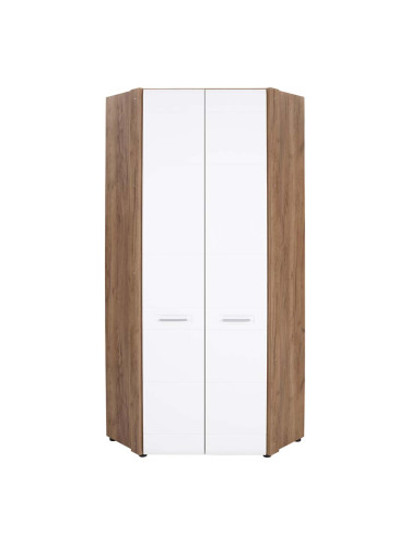 ЪГЛОВ ГАРДЕРОБ АВЕНСИС НЮ 86.5/86.5/205.7 СМ (ЗА ЪГЪЛ 113/113/205.7 СМ) В ТЪМЕН ДЪБ КРАФТ И БЯЛО