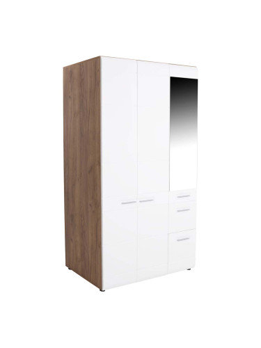 ТРИКРИЛЕН ГАРДЕРОБ АВЕНСИС НЮ 120/60.1/205.7h ТЪМЕН ДЪБ КРАФТ И БЯЛО