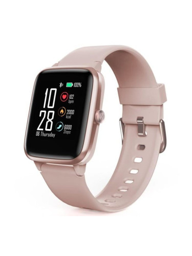 Смарт часовник Hama Fit Watch 5910 (178605), 1.3" (3.3 cm) LCD сензорен дисплей, Fitness Tracking, 14 вида спорт, IP68 защита, до 6 дни живот на батерия, розов