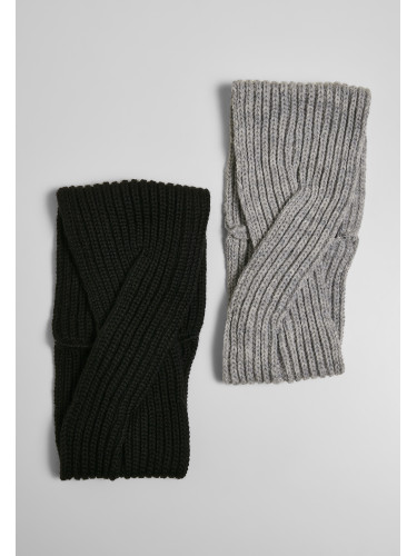 Knitted headband in 2 packs black/grey
