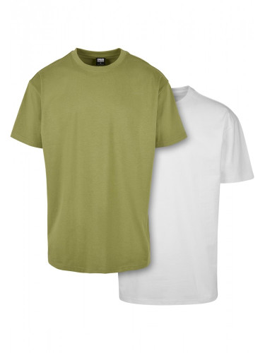Комплект два броя мъжки тениски Urban Classics newolive/white