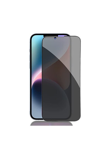 Стъклен протектор MBX 5D Full Privacy с цяло лепило, За iPhone 14 (6.1), Черен
