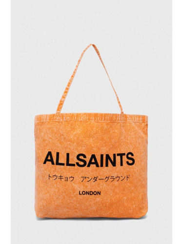Памучна чанта AllSaints в оранжево