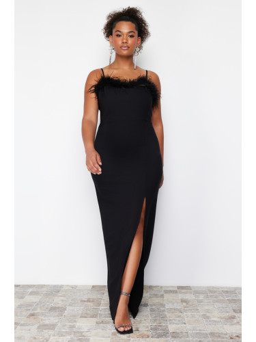 Trendyol Curve Black Finike Woven Plus Size Dress