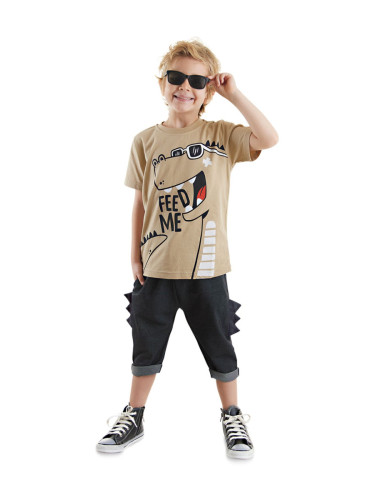 Denokids Funny Dino Boy Summer T-shirt Capri Shorts Set