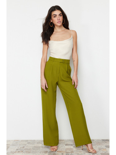 Trendyol Oil Green Wide Leg Woven Trousers