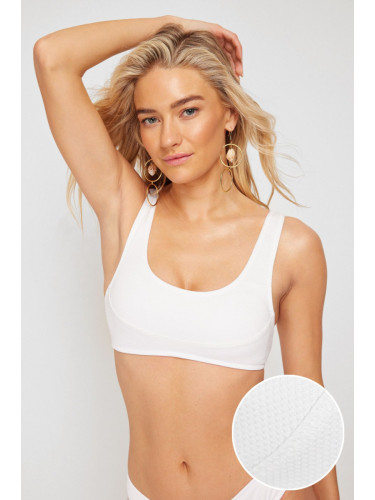 Trendyol White Bralet Textured Bikini Top
