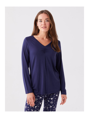 LC Waikiki V-Neck Plain Long Sleeve Women's Pajama Top