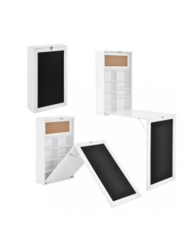 Сгъваема маса/шкаф с плот Бяла, Сгъната 80 x 50 x 18,5 см,MDF