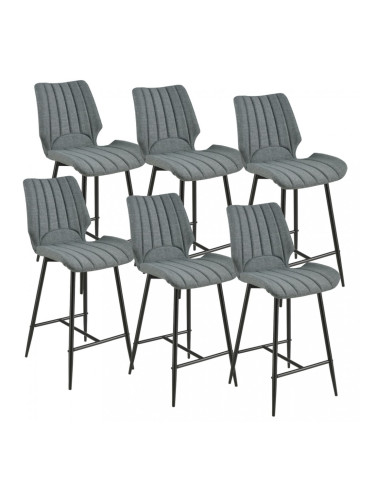 Комплект от 6 броя бар стола Planica 102,5x46,5x51 cm, Тъмносив, Текстил