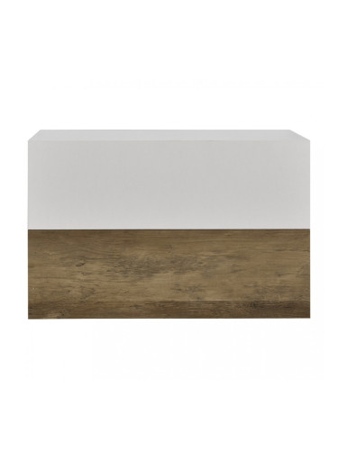 2 броя нощни шкафчета за стенен монтаж с едно чекмедже Дърво/Бял мат, 46x30x15cm