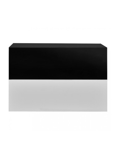 2 броя нощни шкафчета за стенен монтаж с едно чекмедже Бял гланц/Черен гланц 46x30x15cm