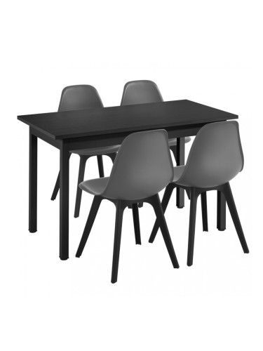 Комплект за трапезария маса и 4 стола,120cm x 60cm x 75cm, Черен/Сив