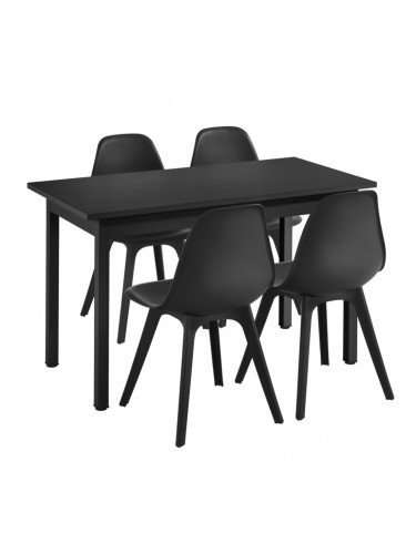 Комплект за трапезария маса и 4 стола,120cm x 60cm x 75cm, Черен