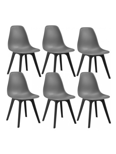 Комплект от 6 стола Lendava трапезария, Пластмаса, 83x54x48 cm, Сив/Черен