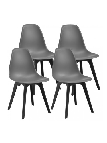 Комплект от 4 стола Lendava , трапезария, 83x54x48 cm, Сив & Черен
