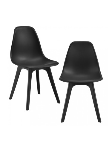 Комплект 2 дизайнерски стола Lendava, трапезария, 83x54x48 cm , Черен