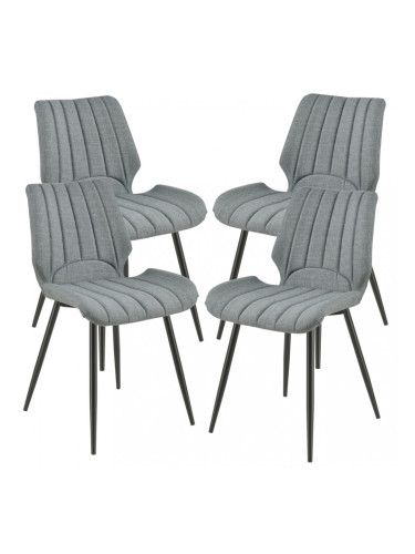 Комплект от 4 дизайнерски стола, 77 x 57,5 x 46 cm, Полиестер, Тъмносив