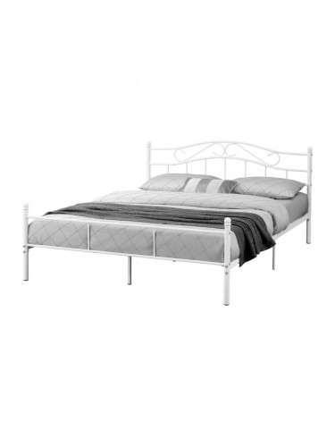 Двойно легло с метална рамка  - Бяло, 200 x 140 см