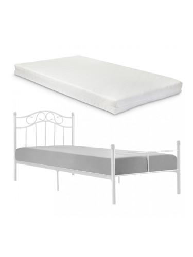 Двойно легло с метална рамка - Бяло - 200 x 120см с матрак