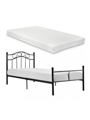 Двойно легло с метална рамка - Черно - 200 x 120см с матрак