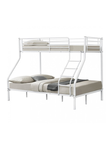 Двуетажно легло с метална рамка - Бяло