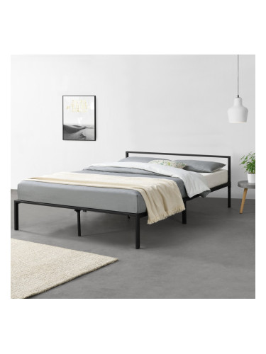 Метално легло Imatra, подматрачна рамка, минималистичен стил, Черно, 200cm x 140cm