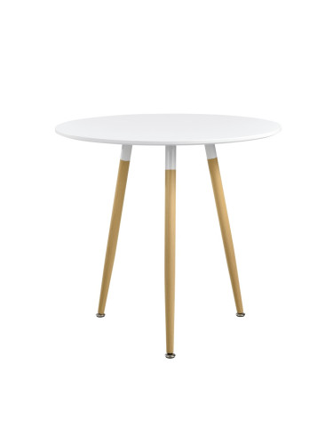 Кръгла маса за хранене Camille за 3-ма ø80cm x 75 cm MDF, Бяла, Ретро дизайн