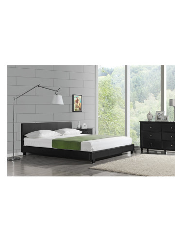 Модерно тапицирано легло Barcelona, Еко кожа, 180 x 200 cm, Черно