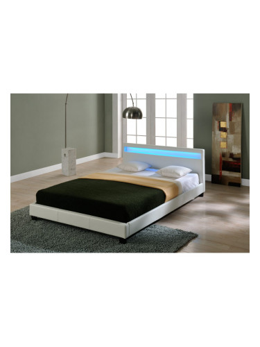 Съвременно тапицирано легло с интегрирано LED осветление Corium, Paris, 200cm x 180cm, Бяло
